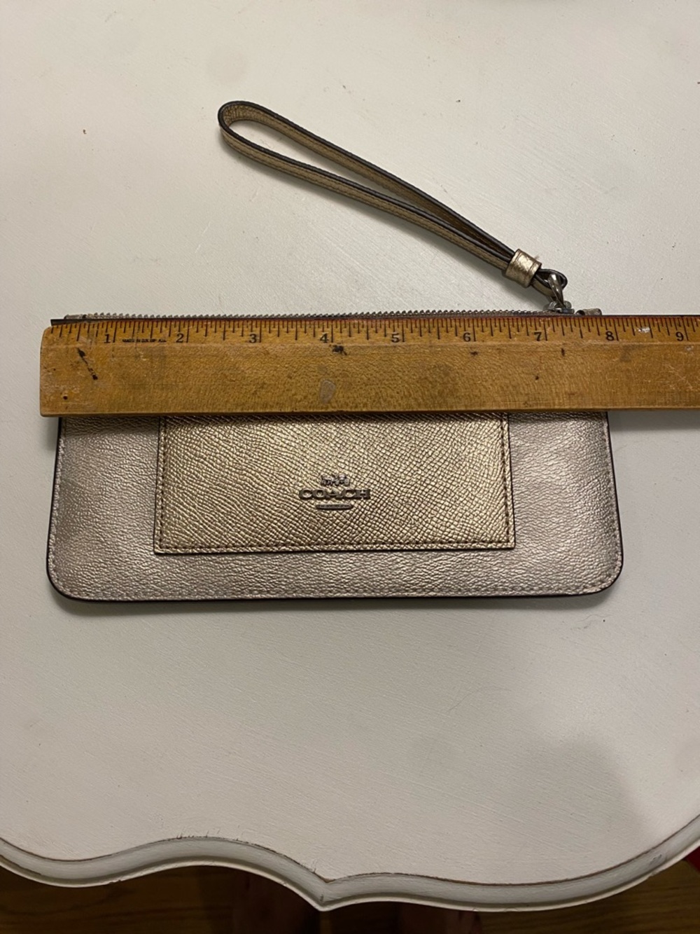 Coach Signature Zip Top Cardholder Wristlet Leather Wallet - Picture 9 of 13